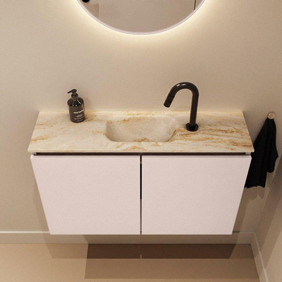 MONDIAZ TURE-DLUX Meuble de toilette 80cm Rosee. EDEN lavabo Frappe position milieu. Avec 1 trou de robinet.