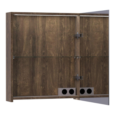 BRAUER Dual Armoire de toilette 59x70x15cm éclairage intégré rectangulaire 1 portes pivotantes MFC Burned Bark