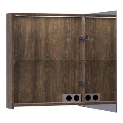 BRAUER Impress Deluxe spiegelkast – 59x70x15 cm – directe LED – rechtsdraaiende – Grove (noten)