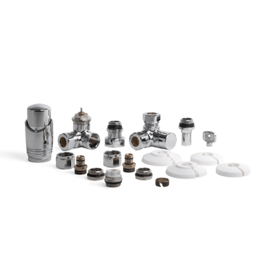 Riko luxe jeu de raccordement pour radiateur thermostatique coudé inversé à droite chrome