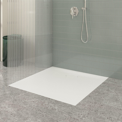Villeroy & Boch Ecora douchebak - 100x100x3.5cm - afvoer korte zijde - stone white (wit)