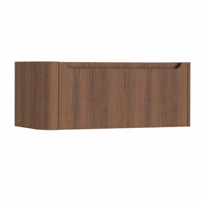 H&R Badmeubelen Juice Meuble sous vasque - 100x45x40cm - angle gauche arrondi - 1 tiroir - poignée intégrée - Chêne foncé
