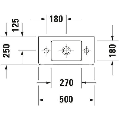 Duravit Vero lave-mains 50x25 cm. 1x trou de robinet à gauche avec trop-plein blanc