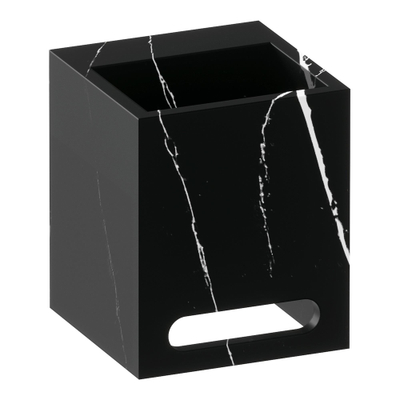 BRAUER Nova Fontein - 25x25x30cm - vrijhangend - blinde ophanging - zonder kraangat - marmerlook - nero marquina (zwart)