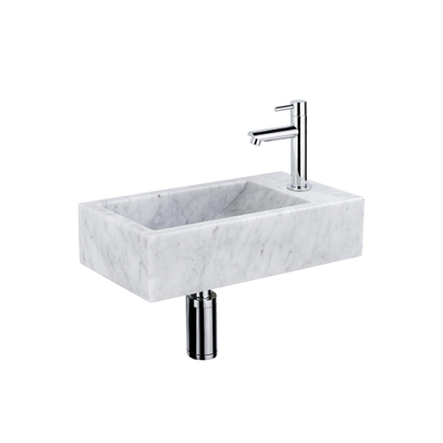 Saniclass Fuente ensemble fontaine - 40x22 - 1 trou de robinet - droite - marbre - robinet fontaine chrome - blanc
