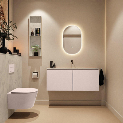MONDIAZ TURE-DLUX meuble WC 120 cm Rosee. Lavabo EDEN Opalo position milieu. Sans trou de robinet.