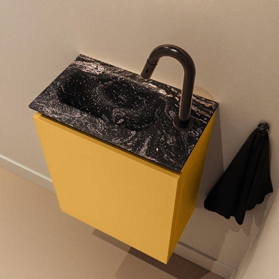 MONDIAZ TURE-DLUX Meuble toilette - 40cm - Ocher - EDEN - vasque Lava - position gauche - 1 trou de robinet