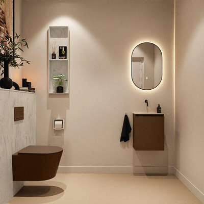 MONDIAZ TURE-DLUX 40cm toiletmeubel Rust. EDEN wastafel Opalo positie midden. Zonder kraangat.