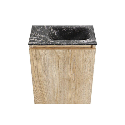 MONDIAZ TURE-DLUX Meuble de toilettes 40 cm Washed Oak. Lavabo EDEN Lava position à droite. Sans trou de robinet.