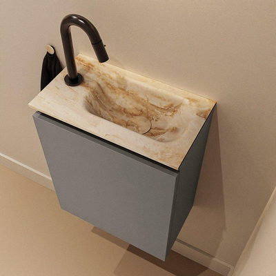 MONDIAZ TURE-DLUX 40cm toiletmeubel Smoke. EDEN wastafel Frappe positie rechts. Met 1 kraangat.