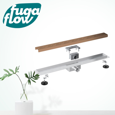 FugaFlow Eccelente Anta douchegoot badkamer - 110cm - met vloerflens - met rooster - geborsteld koper