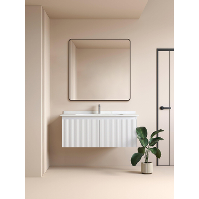 Saniclass Retro Line 2.0 Square Miroir carré 120x120cm arrondi cadre noir mat
