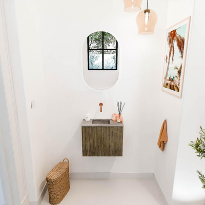 Mondiaz JOYA-DLUX 50cm toiletmeubel - kleur Dusk - Wastafel FAYE positie Links Zonder kraangat kleur Oza.