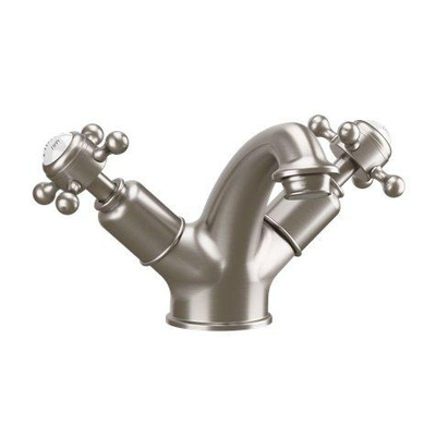 Crosswater Belgravia – Mitigeur de lavabo bas, poignées croisillons, sans bonde, finition nickel brossé