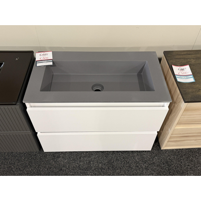 Saniclass Chaci Badkameronderkast - 80cm - 2 lades - greeploos - mat wit OUTLETSTORE
