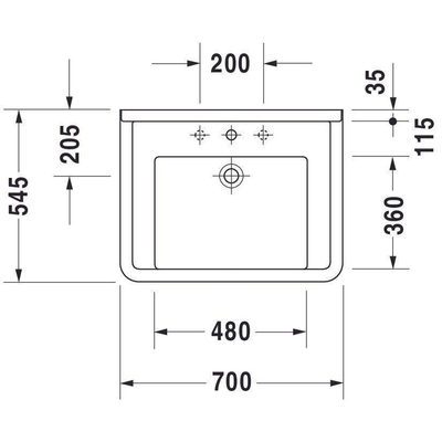 Duravit Starck 3 Vital wastafel - 70x54.5cm - met wondergliss - wit