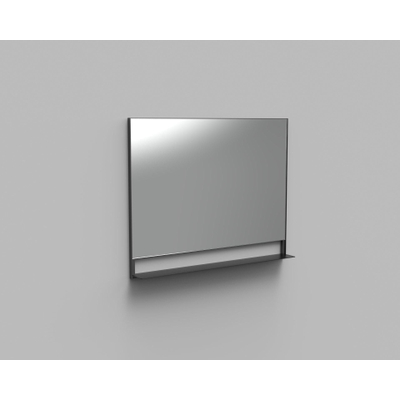 Arcqua Reflect spiegel met planchet – 100x80 cm – Zwart mat