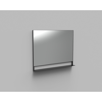 Arcqua Reflect spiegel met planchet aluminium 100x80cm mat zwart