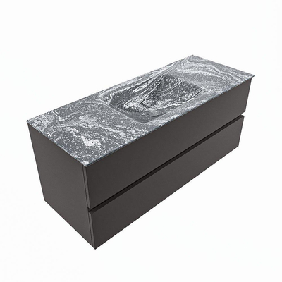 Mondiaz VICA-DLUX ensemble de meuble de salle de bain - 120cm - meuble sous-vasque gris foncé - 2 tiroirs - lavabo encastré nuage milieu - 1 trou de robinet - version haute de 60cm - lave