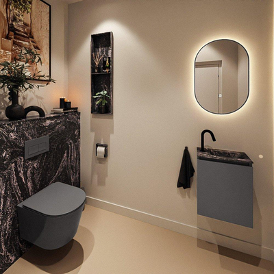 MONDIAZ TURE-DLUX 40cm toiletmeubel Dark Grey. EDEN wastafel Lava positie rechts. Met 1 kraangat.