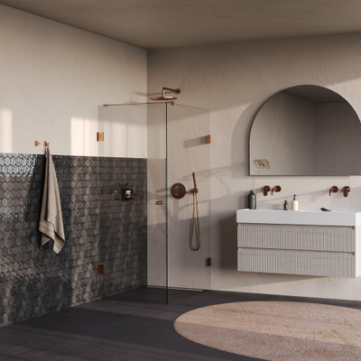 BRAUER Void Carving Douchecabine - 80x120x200cm - draaideur - glascoating - omkeerbaar - helder glas - geborsteld koper PVD