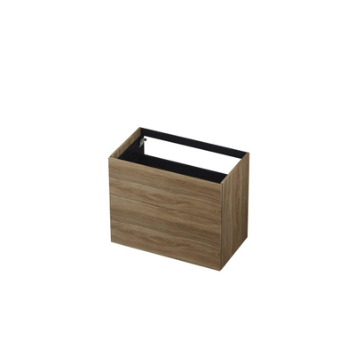 INK Wastafelonderkast - 80x45x65cm - 2 lades - push to open - met rechte opdekfronten - MFC - Zuiver eiken