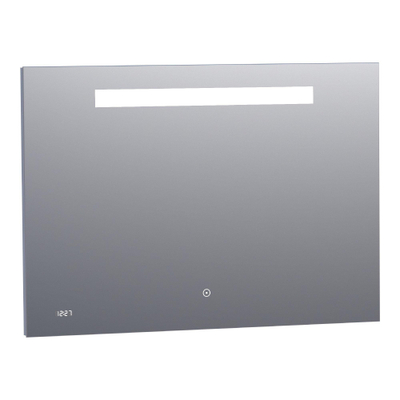 BRAUER Quartz spiegel – 100x70 cm – directe LED boven – met klok – Aluminium