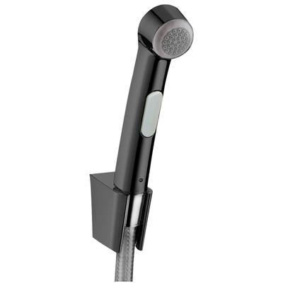 Ensemble bidet Hansgrohe douchette à main flexible support chrome noir brossé