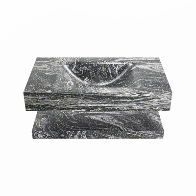 Mondiaz ALAN-DLUX Ensemble de meuble - 80cm - meuble Lava mat - 0 tiroirs - Lavabo Cloud Lava suspendu - vasque Centre - 0 trous de robinet