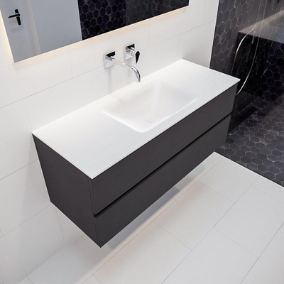 Mondiaz VICA Meuble Dark grey avec 2 tiroirs 120x50x45cm vasque lavabo Cloud centre sans trou de robinet