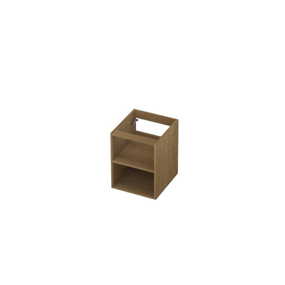 INK Fineer Badkameronderkast - 40x45x52cm - open regaal - 2 laden - greeploos - fineer natur