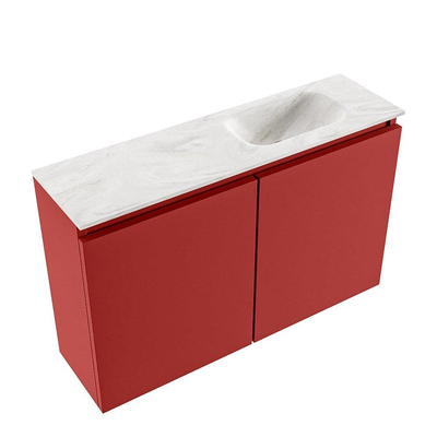 MONDIAZ TURE-DLUX 80cm toiletmeubel Fire. EDEN wastafel Ostra positie rechts. Zonder kraangat.