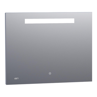 BRAUER Quartz spiegel - 90x70cm - rechthoekig - met klok en directe LED-verlichting met dimfunctie en touch-bediening