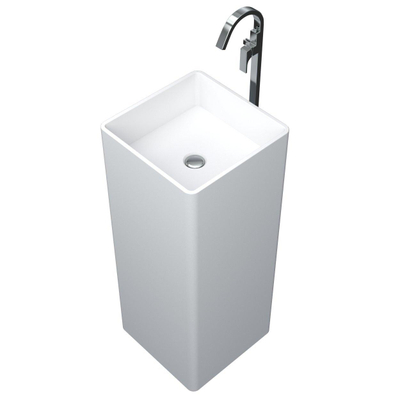 Arcqua Crosstone wendy lavabo à poser 37x37x90cm solid surface square matt white