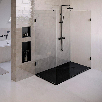 BRAUER Asteroid Douchebak 90x180 incl. antislip en antibacterieel mineraalmarmer mat zwart