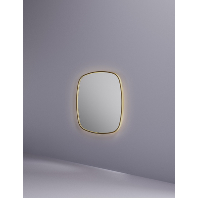 Hotbath &MORE Spiegel in aluminium frame / contour - 60x60cm - inclusief direct & indirect LED - spiegelverwarming - color changing - dimbaar - dottless - met afstandsbediening - PVD - geborsteld messing goud
