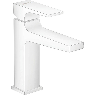 Hansgrohe Metropol wastafelkraan - model 110 - hoog - eengreeps - met klikwaste - mat wit