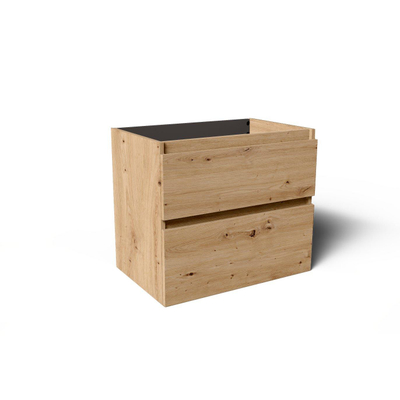 Saniclass Vita Meuble de salle de bains - 140x60x46cm - 4 tiroirs - sans poignée - 2 vasques - 2 trous de robinet - trop-plein - céramique - chêne rustique