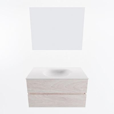 Mondiaz VICA ensemble de meuble de salle de bain - 90cm - meuble sous-vasque en aggloméré - 2 tiroirs - lavabo moon milieu - sans trous de robinet - couleur talc - miroir LED - version XL 60cm de haut