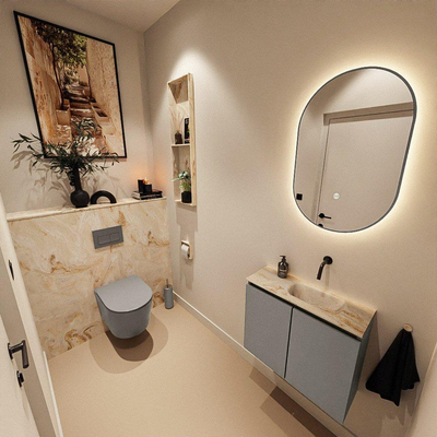 MONDIAZ TURE-DLUX 60cm toiletmeubel Smoke. EDEN wastafel Frappe positie rechts. Zonder kraangat.
