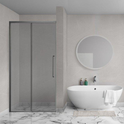 Aqua Vista Lokla Porte de niche - 110x200cm - incl. kit de montage - verre fumé - gunmetal
