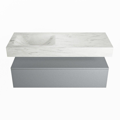MONDIAZ ALAN - DLUX Badkamermeubelset - 120cm - onderkast - Plata - 1 lade - vrijhangende wastafel - wasbak links - 0 kraangaten - Opalo