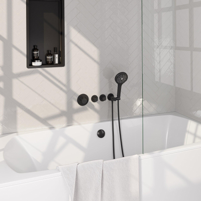 Brauer Black carving encastré - ensemble de douche - 3 boutons carving - douchette ronde 3 positions - Électrolyse - noir mat