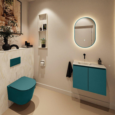 MONDIAZ TURE-DLUX Meuble toilette - 60cm - Smag - EDEN - vasque Ostra - position gauche - sans trou de robinet