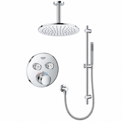Grohe - Adema Rise regendoucheset – Ø25 cm hoofddouche – 20 cm plafondbuis – ronde handdouche – 2 functies – chroom