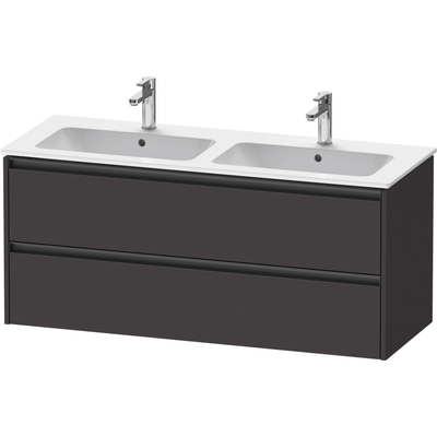 Duravit Ketho.2 Wastafelonderbouwkast - met 2 laden - voor dubbele wastafel - 128x48x55cm - met grepen antraciet - grafiet supermat