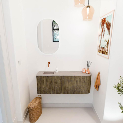 Mondiaz JOYA-DLUX 111.6cm toiletmeubel - ronding rechts kleur Dusk - Wastafel FAYE positie Links Zonder kraangat kleur Saba.