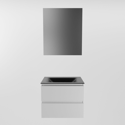 Mondiaz Aivy badmeubelset - 60x45x50cm - 0 kraangaten - 1 wasbak urban Solid surface - Midden - 2 lades - Met spiegelkast - MDF Talc