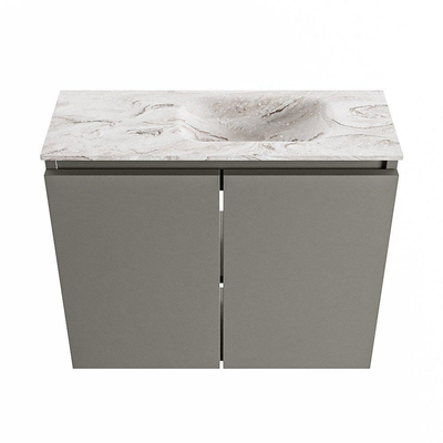 MONDIAZ TURE-DLUX 60cm toiletmeubel Smoke. EDEN wastafel Glace positie rechts. Met 1 kraangat.