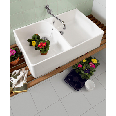 Villeroy & Boch O'novo gootsteen dubbel 90x55cm ceramic+ wit